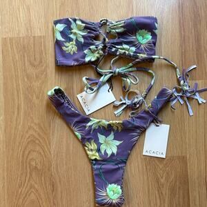 Acacia NIA LUMAHAI TOP oslo bottom Purple Floral Bikini Set